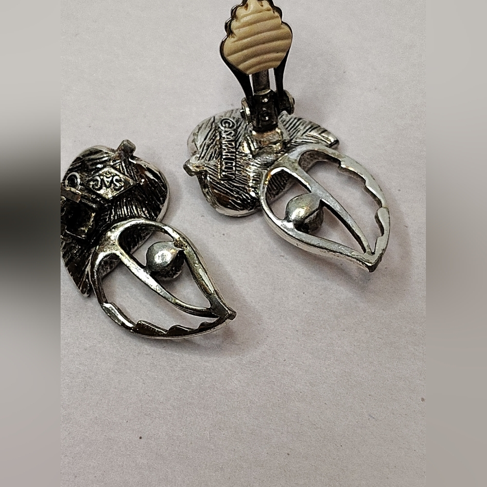 Sarah Coventry Vintage Silver Tone Leaf Link Chain Bracelet & Clip On Earrings - Picture 7 of 16